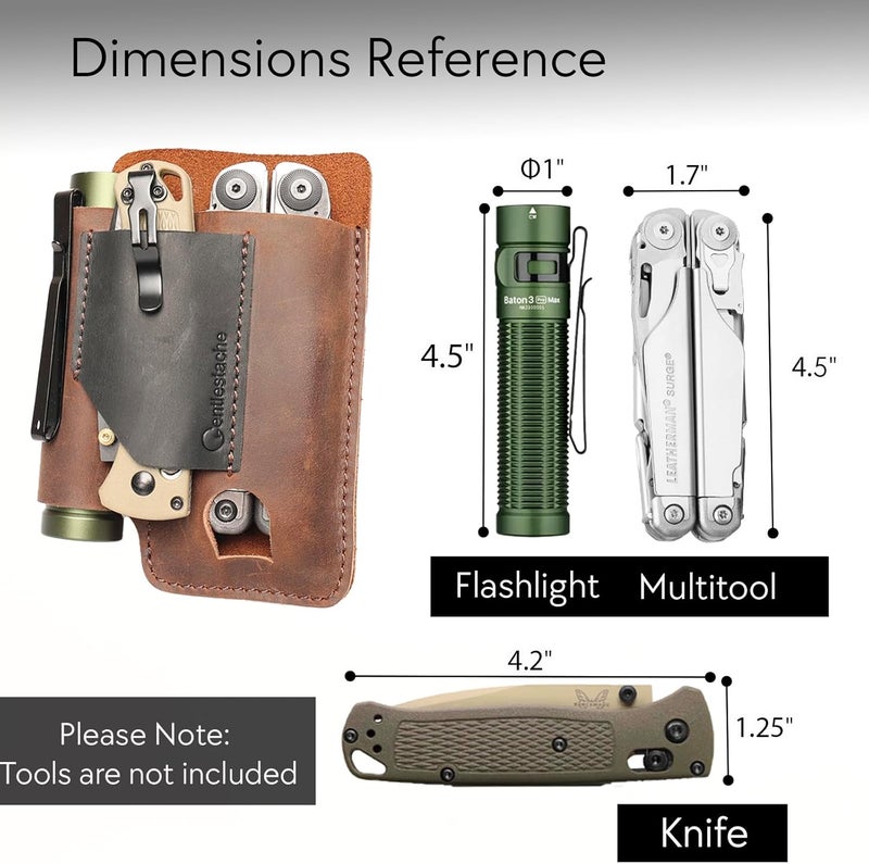 Gentlestache Leather Multitool Sheath - Belt Clip EDC Belt Organizer - Leather Multi Tool Holster for Belt - Multitool Holder - Image 5